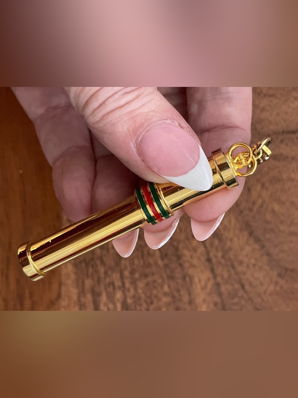 GUCCI Vintage Sherry Line Gold Tone Perfume Bottle Pendant Necklace w/Box - Picture 6 of 10
